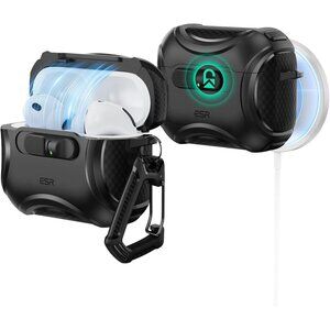 ESR AirPods Pro 2 Case (2023-2019): MagSafe, Drop-Proof Lock, Black Cyber Series